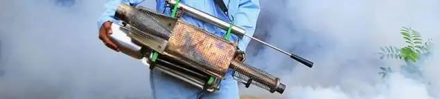 Fumigation technician using a fogger for deep pest treatment in Los Angeles, CA